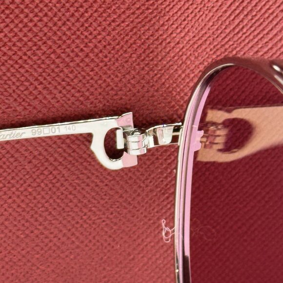 NEW CARTIER ROUND SILVER PINK WOMEN SUNGLASSES CARTIER CT0273S 004 - Picture 9 of 11